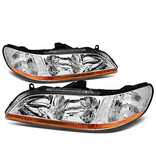 Auto Dynasty [Halogen Model Factory Style Headlights Assembly Compatible with Honda Accord CG 98-02, Driver and Passenger Side, Chrome Housing Amber Corner