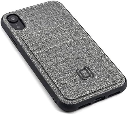 Dockem Luxe M2T Wallet Case for iPhone XR: Slim TPU with Canvas Synthetic Leather 2 Pocket Card Case with Integrated Metal Plate for Magnetic Mounting
