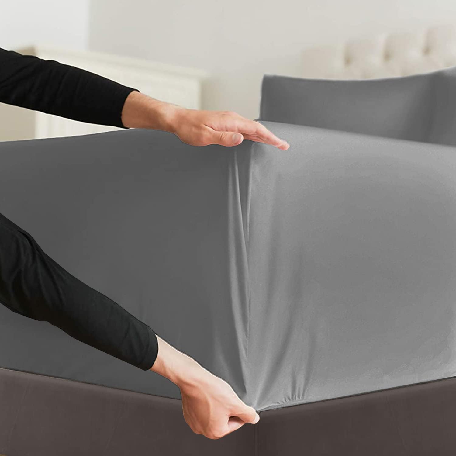 Lazzaro Double Fitted Sheet Extra Deep Pocket 40 cm (16 inches) Durable Elastic Bed Sheets - Image 4