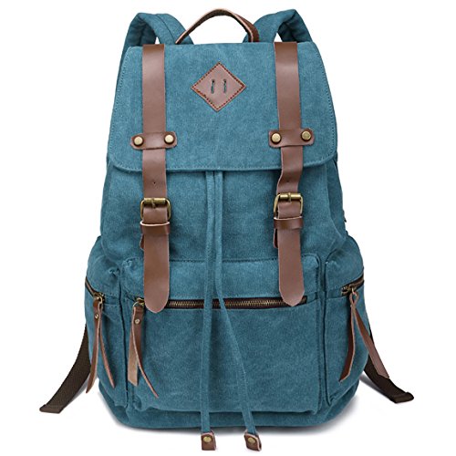 Stylish High Capacity College Student School Backpack Shoulder Bags (Blue)