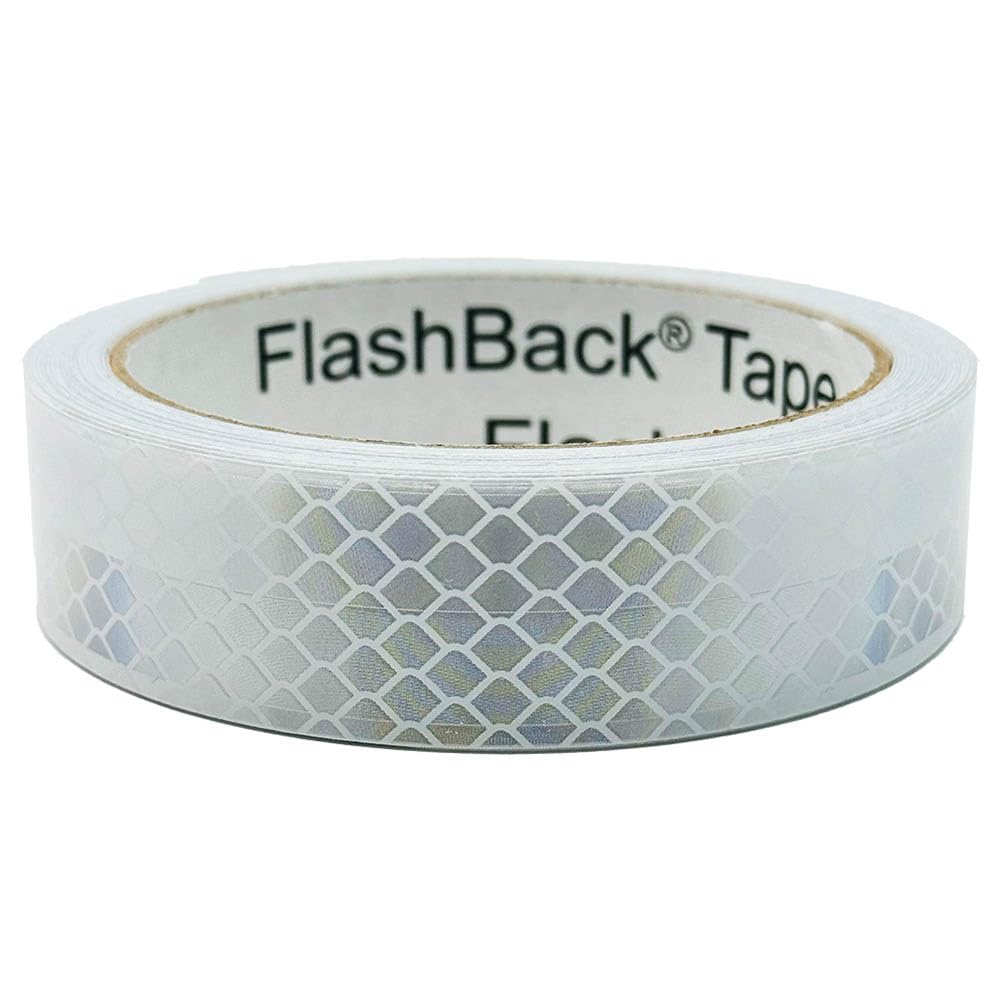FlashBack Microprismatic Reflective Tape High Visibility Self-adhesive Sticker Hi Vis Van Reflective Sticky Tape (White, 25mm x 45 Metres)