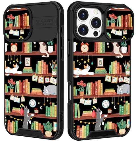 Image of Funermei for iPhone 16 Pro Max Case - Women Girls Cute Phone Cover Girly Pretty Aesthetic Cat and Books Unique Design with Camera Cover Funda for Apple for iPhone 16 Pro Max