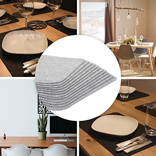Rubberneck Premium Felt Placemats, Washable and Non-Slip, Set of 12 Placemats, Table Mats, Coasters, 45 x 32 cm, Light Grey - Image 4