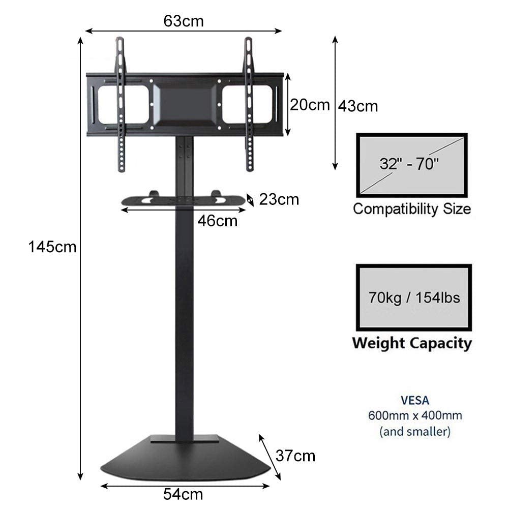 Support de Meuble TV avec Support pivotant inclinable pour écrans LCD LED 32-70" - Base en Acier avec Pieds antidérapants - Max 600X400Mm Beautiful Scenery