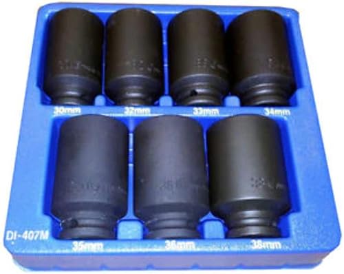 Genius Tools Juego de llaves de vaso de impacto profundo Dr. métricas de 12" (CR-Mo) - DI-407M