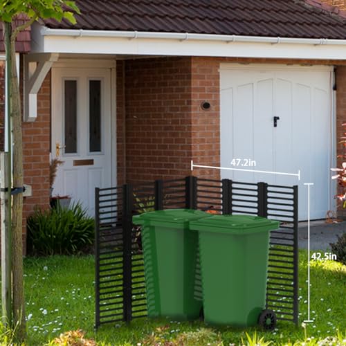 melos Air Conditioner Trash Can Enclosure, Outdoor Privacy Screen, 42.5\'\'H X 47.2\'\' W Privacy Fence Panels, for Yard, Pool Equipment Enclosure for Outdoor, Black