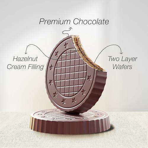 Fiorella Crunch Wafer Cookies - Delicious Chocolate Covered Crispy Thin Wafers with Layers of Hazelnut Cream Filling, Individually Wrapped, Perfect for Snacks, (Pack of 18) - Thumbnail 4