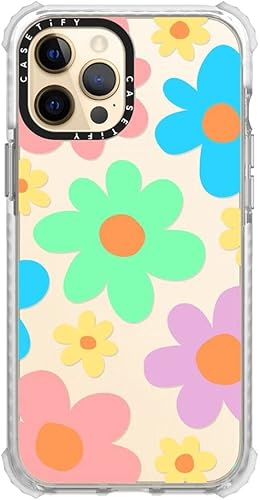 Miniatura 3 de CASETiFY Funda Ultra Impact para iPhone 12 Pro Max protección contra caídas de 9.8 pies  Transparente floral pastel colores 70s Retro Flower Power
