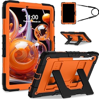 Scnioy Case for Samsung Galaxy Tab S10 Lite / S10 FE / S9 FE 5G / S9 (10.9”/11”), Protective Cover with Pen Holder Multi-Angles Kickstand Carrying Strap for Galaxy Tab S10fe Tablet Case, Orange