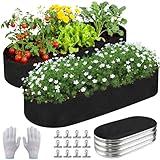 Mizelu 2 Sets 4 x 2 x 1 ft Raised Garden Bed Liner Bag, Breathable Grow Bed Fabric Liners with Clips and Gloves, Garden Box Non Woven Bag for Outdoor Plants Growth Keep Soil Isolation (No Garden Bed)
