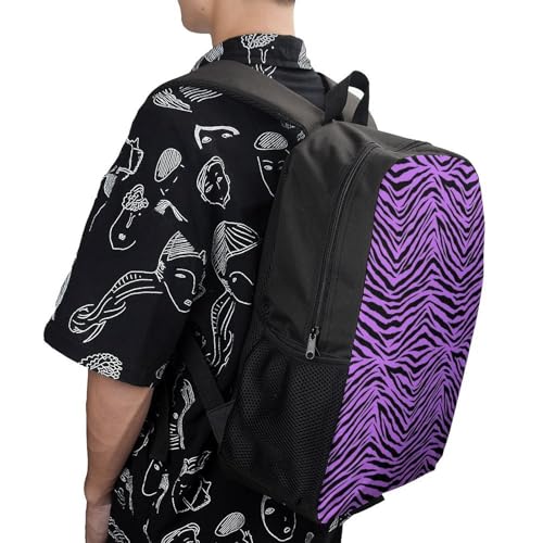 Purple Tiger Skin Pattern Backpack Simple Leisure Travel Backpack Outgoing Daypack 17 Inch4