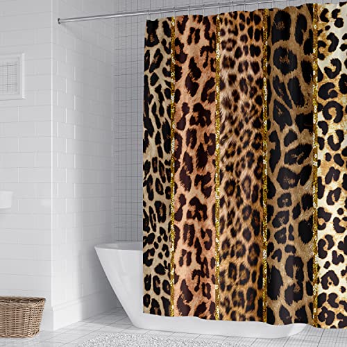 Latetomt Leopard Print Shower Curtain Animal Skin Bathroom Shower Curtain Wildlife Cheetah Stripe Bath Curtain Liner 72" X 72" Ltmylyc036 #TOP3