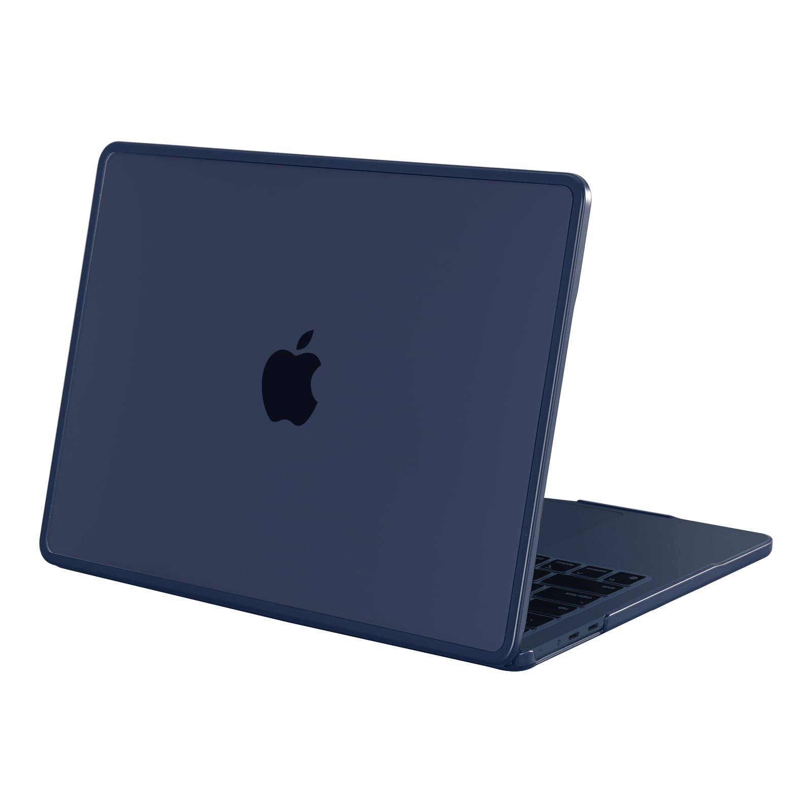 BlueSwan Cover Compatibile con MacBook Air 13 M2 M3 2022 2024 con 13,6 Pollici Display (A2681 A3113) Bordo in Silicone TPU Anti-collisione, Custodia Rigido Protettivo - (Bordo Blu) Mezzanotte Opaco
