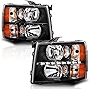 ACANII - For Black 2007-2013 Chevy Silverado 1500 2500HD 3500HD LED DRL Headlights Headlamps Driver + Passenger