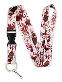 Limeloot Blood Spatter Lanyard for ID Badge, Keys, Accessories - Forensic Halloween Lanyard with Release Buckle and Flat Ring