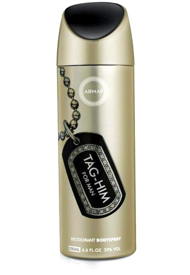 Armaf Deo Tag Him Silver Colour Body Spray For Men 200 ml, Fragrance For Long Lasting Freshness, Gentlemen's Mood, Everyday Use, Best For Gifting Purpose