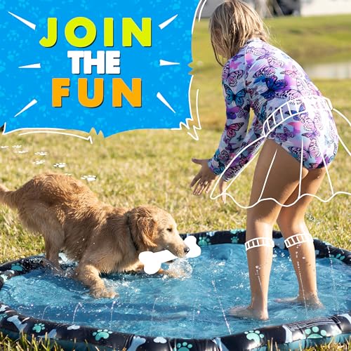 Image of SplashEZ Non Slip Splash Pad for Kids & Dogs, 89'' Extra Large Splash Pad Sprinkler for Kids, Dog Water Summer Toys - Great Outdoor Toys for Toddlers 1-3 & Children Ages 4-8, Baby Pool for Backyard