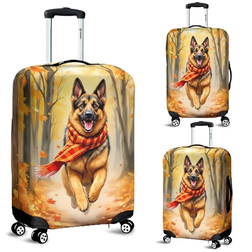 Welcome Fall German Shepherd Strolling Through the Autumn Maple Forest Travel Luggage Cover Alsatian Dog Lover Gifts Suitcase Dust Protective Decor 120122