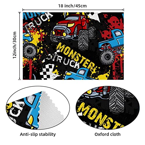 Set de table Monster Truck lavable antidérapant résistant chaleur table à manger