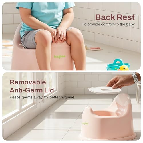 Image of Baybee Pippo Western Toilet Potty Seat for Kids 1-5 Years | Baby Potty Training Seat Chair with Anti-Urine SplashGuard, Detachable Bowl, Highback Support | Portable Kids Toilet Seat for Toddler (Pink)