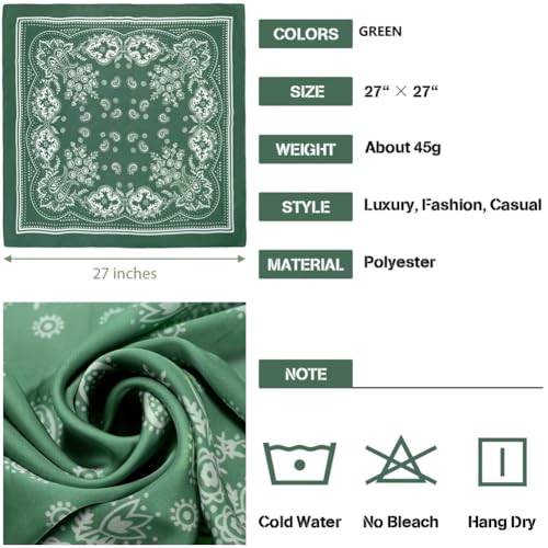 27'' Square Satin Head Scarves Satin Bandanas for Women Headband Scarves Silk Feeling Scarf Sleeping Hair Wrap Boho Headwear2