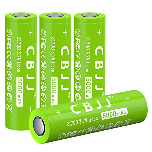 CPZZ 21700 Rechargeable Battery 5000mAh Battery Large Capacity 21700 3.7v Batteries for flashlights,doorbells (4Pack 3.7v Battery 241026LQY)