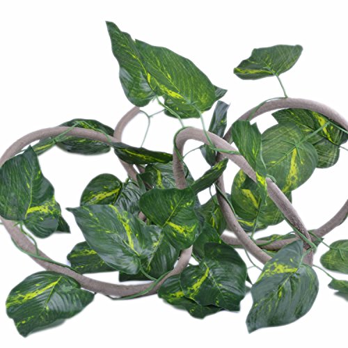 pranovo Reptile Climbing Branch Jungle Vine Terrarium Vines Flexible Pet Habitat Decor with Suction Cups and Realistic Vine Leaf for Crested Gecko Lizard Spider Scorpion Snake Other Small Animals