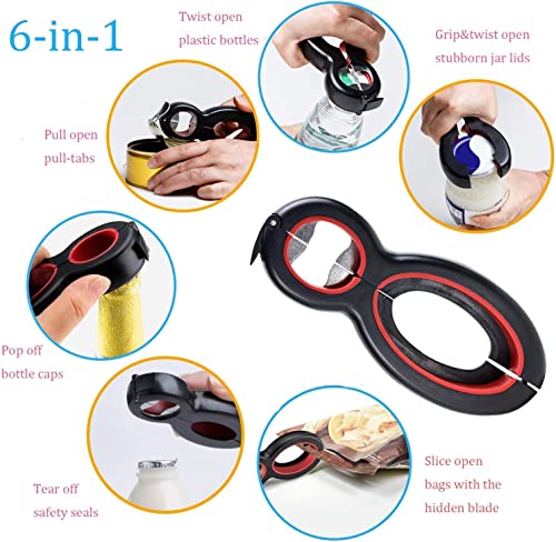 6 In 1 Multi Function Can Opener Bottle， Multi Kitchen Tool For Jelly Jars, Wine, Beer And Other, Bottle Opener To Protect The Nail Use For Children, Elderly And Arthritis Sufferers. #TOP2