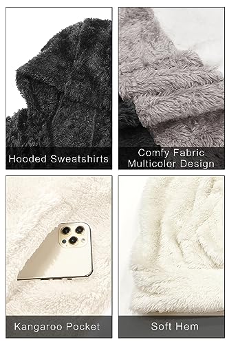 Image of GINGTTO Men's Fuzzy Sherpa Sweatshirt Fashion Pullover Fleece Hoodies