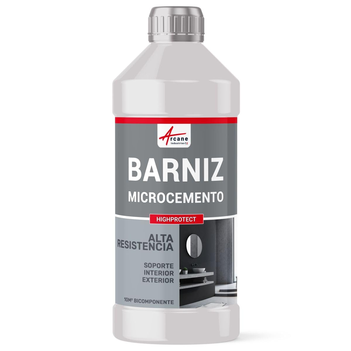 ARCANE INDUSTRIES Barniz Poliuretano bicomponente Transparente para microcemento y Resina epoxi - HIGHPROTECT - 10 m
