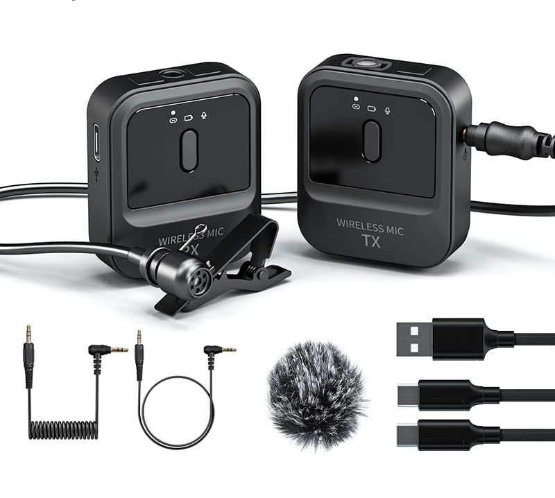 Zerobyte Compact Wireless Microphone System, 2.4G radio microphone SLR clip mobile phone camera live interview recording collar wireless condenser microphone