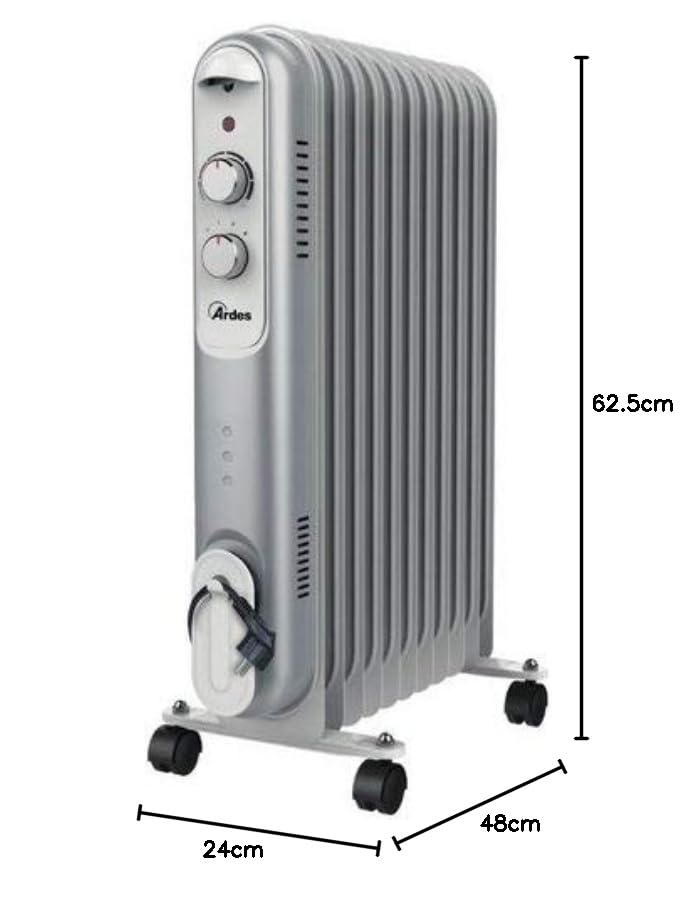 Ardes AR4R11S CURVY 11 Chłodnica olejowa 11 Elementów grzejnych 3 Moc 2500 W Srebrny