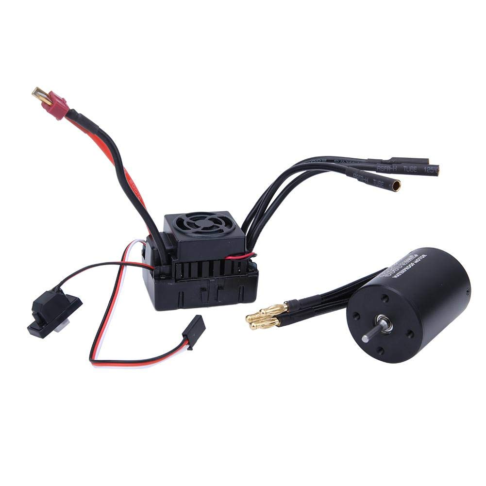 Części RC, silnik bezszczotkowy Surpass-Hobby 3650 + 60 A ESC czarny wodoodporny zestaw pasuje do samochodu RC 1/10 (3900 KV)