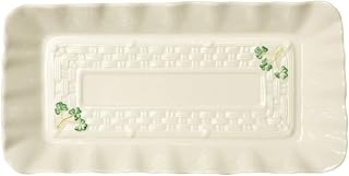 Shamrock Tray - Fine Parian China White Serving Platter - Handcrafted Appetizer Serving Tray - 12.5 x 6.3 Inches