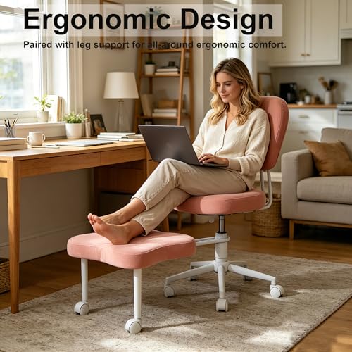 Image of Meditation Chair, Ergonomic Cross-Legged Seating Chair with Lumbar Support and Height-Adjustable Seat Cushion, Ideal for People Engaged in High-Intensity Office Work, Pink