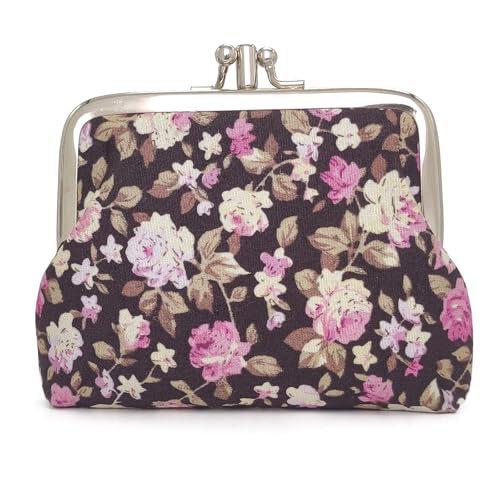 Image of Cute Floral Buckle Coin Purses Vintage Pouch Kiss-lock Change Purse Wallets (05)