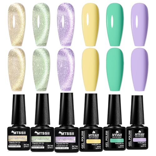 Kit de esmaltes Gel MTSSII Glitter Cat Eye 6 pcs 7ml