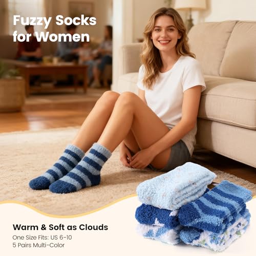 Image of Womens Fluffy Fuzzy Socks,Winter Cozy Soft Warm Socks Gifts for Womens | Soft Comfortable Warm Womens Fluffy Fuzzy Socks