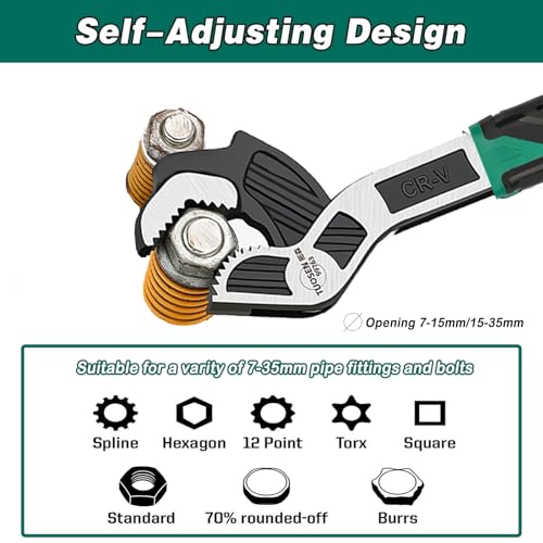 Image of Adjustable Wrenches Multi-function Universal Magic Wrench CR-V Steel,Pipe Wrench Set 6 and 10-Inch 15MM-35MM(2PCS)