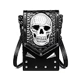 Crossbody Bags Studded Men's and Women's Shoulder Crossbody Bags Halloween Skull Horror Bag - Adjustable Shoulder Strap With Magnetic Buckle - - Punk Rock Biker Costume