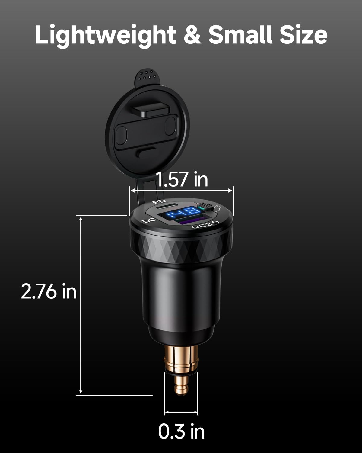 Motorcycle USB Charger, Waterproof 18W QC3.0 & 30W PD3.0 DIN Plug to USB Adapter with On-Off Switch & Voltmeter, Aluminum Phone Charger for 12V/24V BMW Ducati Triumph - Image 6