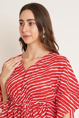 Image of COTLAND Fashions Jaipuri Cotton Kimono Sleeves Printed Longline Kaftan Top for Women