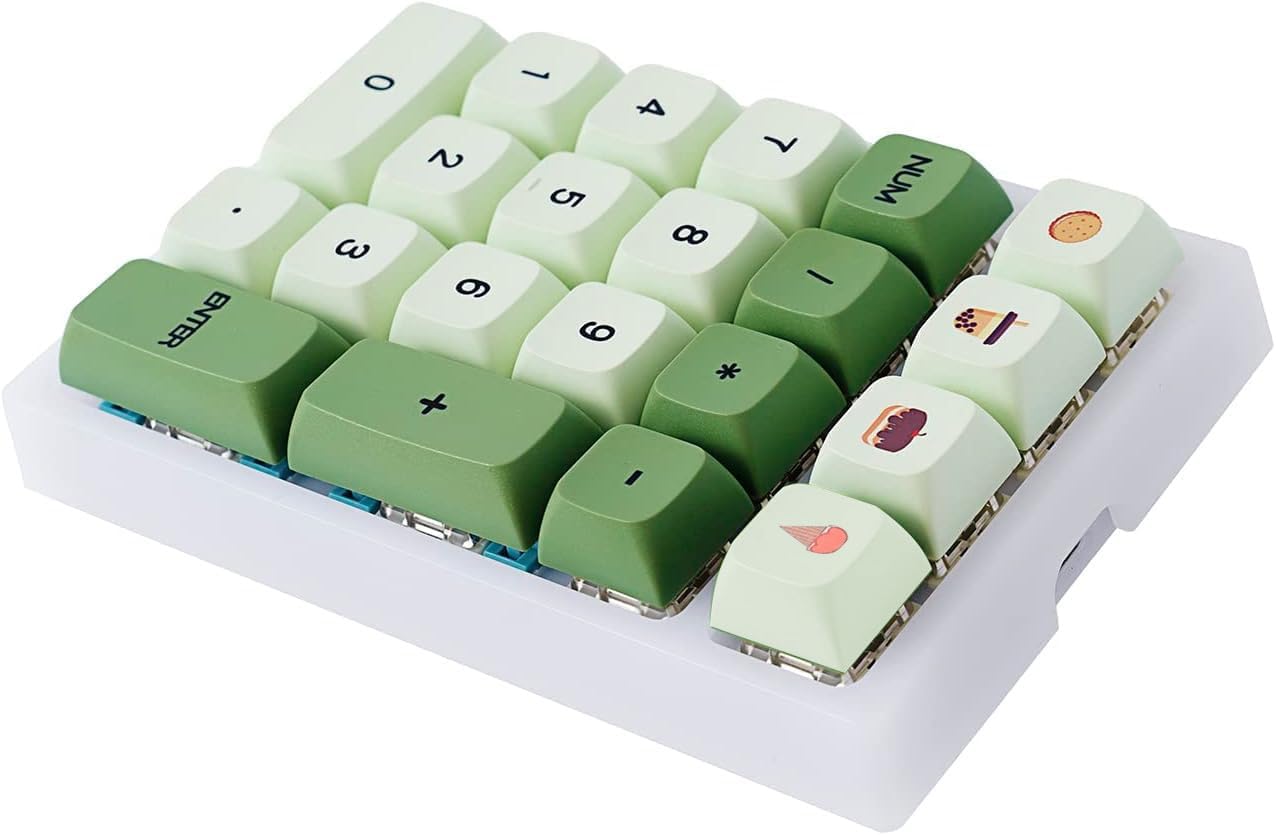 Abgewinkelt view of the BOYI TD21 Numpad, highlighting the keycap profile und kompaktes Design.