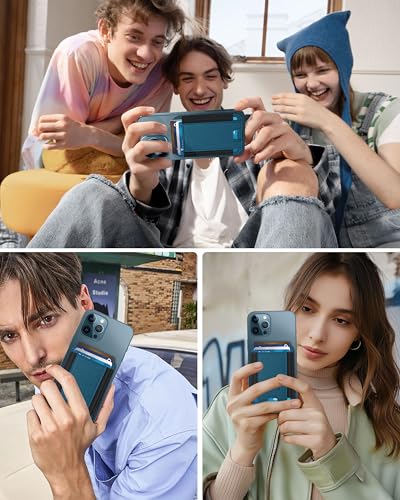 HiWe for MagSafe Wallet, Strongest Magnetic Wallet for iPhone 17/16/15/14/13/12 Series, 7 Cards Holder, Leather Minimalist Slim RFID, 1 Slot, Dark Blue & Black2