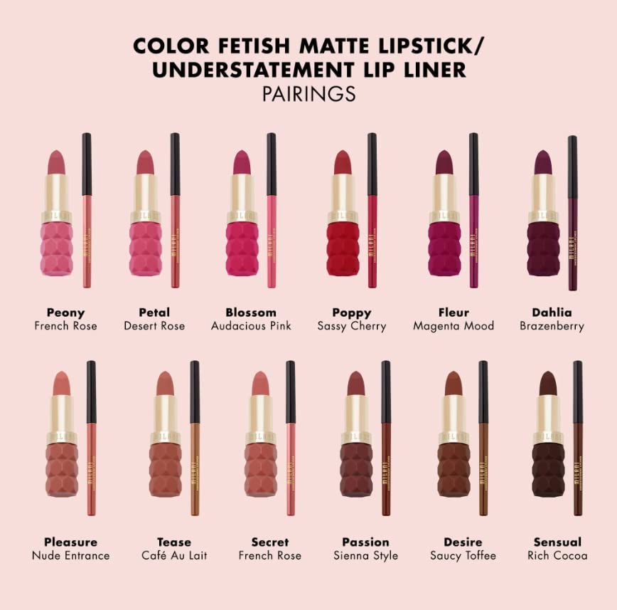Miniatura 6 de Milani Color Fetish - Paquete de lápiz labial y delineador de labios Understatement - Secret & French Rose