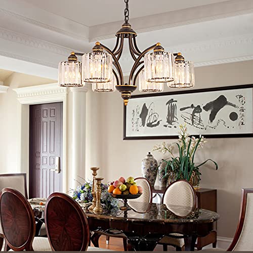 Plafonnier rétro E27 noir et or à 5 lampes pour salon