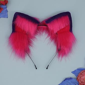 Cat Ear Headband and Furry Long Tail Costume Accessories Set for Animal Cosplay Dress up Halloween Parties Mardi Gras