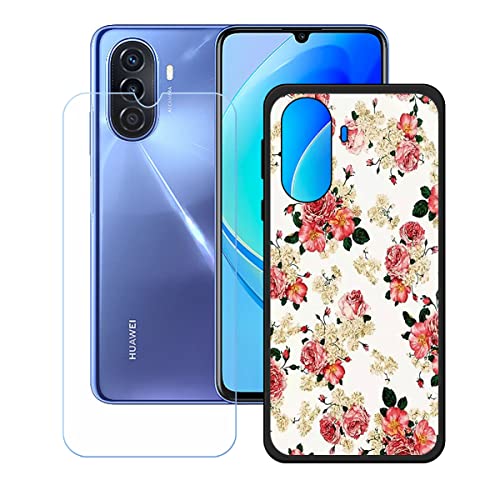 Funda para Huawei Nova Y71, Cover Suave Silicona TPU Carcasa Caso Protectora Case + Cristal Templado Film Vidrio Protector de Pantalla para Huawei Nova Y71 (6,75') - KE9