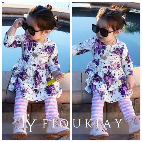 Image of Toddler-Girls-Fall-Clothes-Set Little Girls Highlow Tunic Tops+Leggings Outfit Boutique Clothing