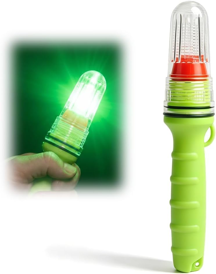 2026 Upgraded LED Electronic Marine Distress Flare, 2.5 Nautical Miles Auto Sensor, Emergency Signal Light for Boats, Fishing Nets, Buoys, Life Rafts (Green, 3pcs)